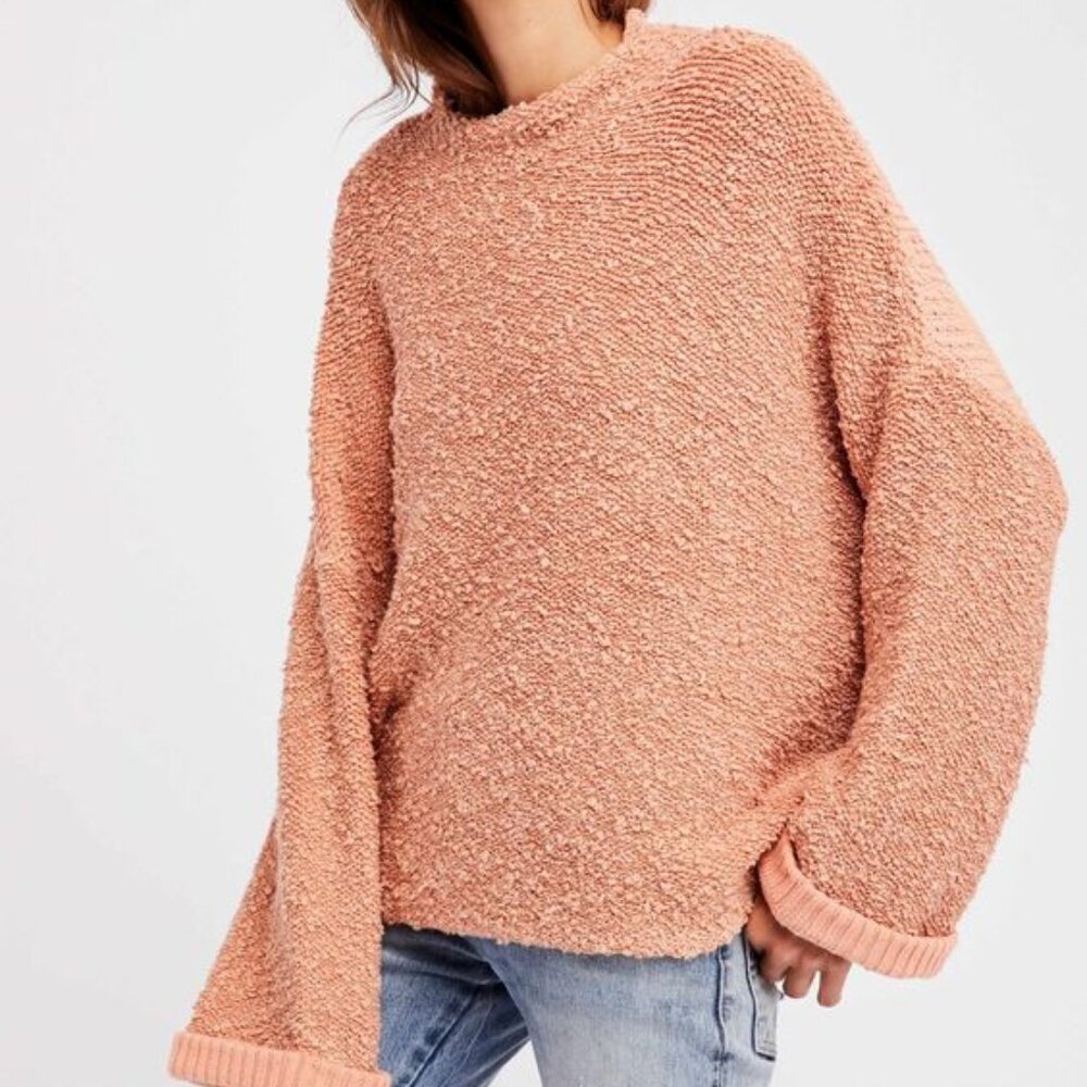 FREE PEOPLE Cuddle Up Pullover Rose Coral Size Small